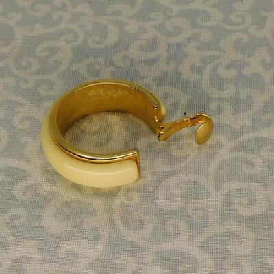 Vintage Avon Ivory with Gold Hoop Clip On Earrings