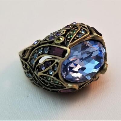 Lot #48  Heidi Daus Ring - Size 7 - Large Blue Topaz-like stone