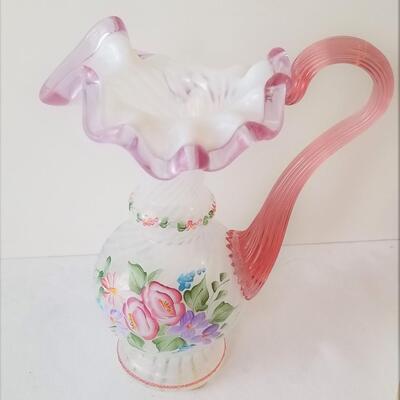 Lot #53  FENTON Commemorative Pitcher - QVC Exclusive