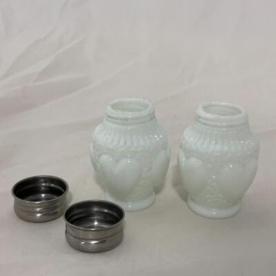 [156] ANTIQUE | 1890s | Dithridge Glass | Milk Glass Salt & Pepper
