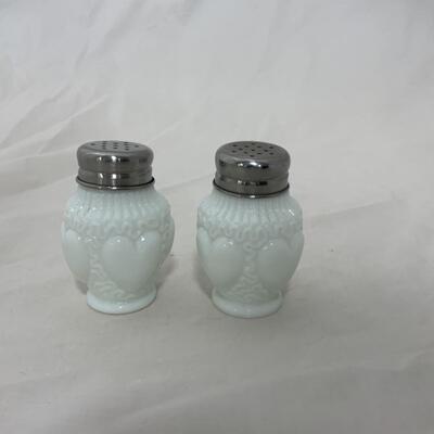 [156] ANTIQUE | 1890s | Dithridge Glass | Milk Glass Salt & Pepper