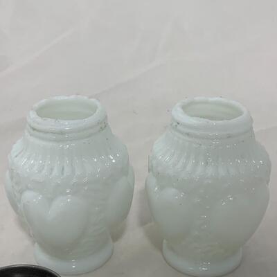 [156] ANTIQUE | 1890s | Dithridge Glass | Milk Glass Salt & Pepper