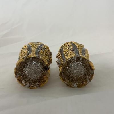 [157] VINTAGE | Gold | Pressed Glass Salt & Pepper Shakers