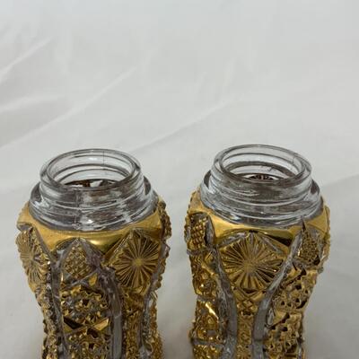 [157] VINTAGE | Gold | Pressed Glass Salt & Pepper Shakers