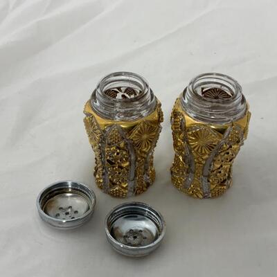 [157] VINTAGE | Gold | Pressed Glass Salt & Pepper Shakers