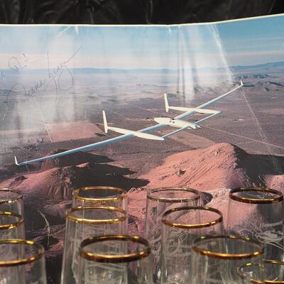 Lot 63 Signed Poster , 2 sets aircraft glasses