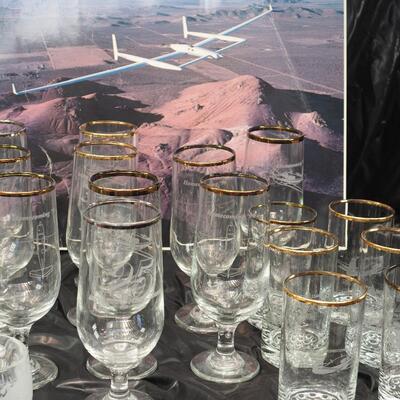 Lot 63 Signed Poster , 2 sets aircraft glasses