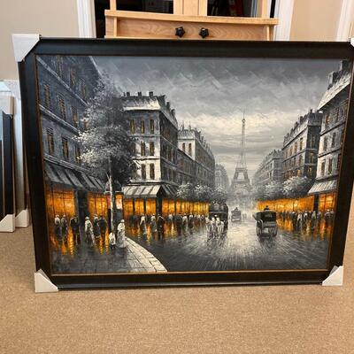 Large Still Life Oil on Canvas Signed Paris Street Scene. LOT J8