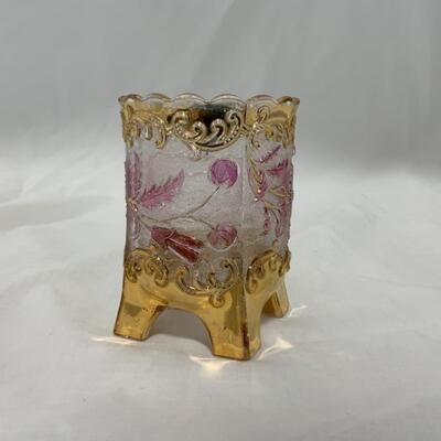 [164] VINTAGE | Square-Footed | Cranberry & Gold Spooner