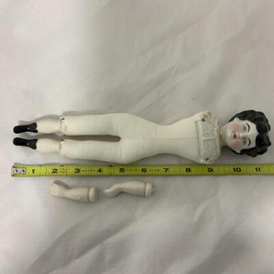[165] VINTAGE | Ceramic Flat-Head Doll | Needs Surgery