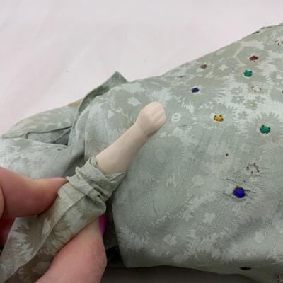 [168] ANTIQUE | Porcelain Doll | Bejeweled Dress 