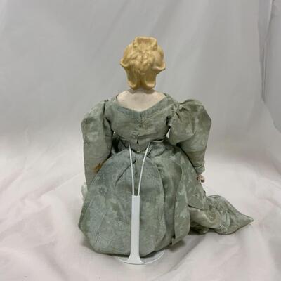 [168] ANTIQUE | Porcelain Doll | Bejeweled Dress 