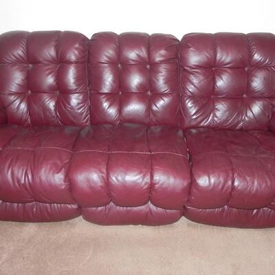 LOT 48 LEATHER RECLINING SOFA