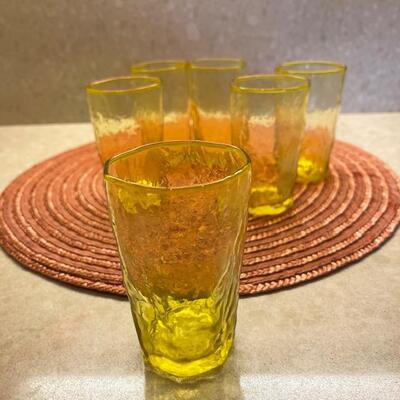 Lot 240 Set of 6 Yellow Juice Glasses 4"