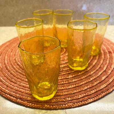 Lot 240 Set of 6 Yellow Juice Glasses 4"