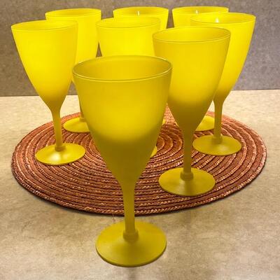 Lot 242 Set 8 Opaque Yellow Wine Glasses