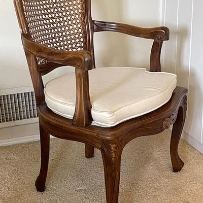 Lot 251 Reproduction French Arm Chair Caned Back Cushion