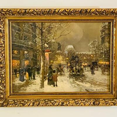Lot 254 Framed Paris Winter Street Scene Signed Ardotritiz