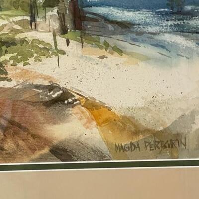 Lot 263 Framed Watercolor by Magda Peregrin Cabin at Big Bear