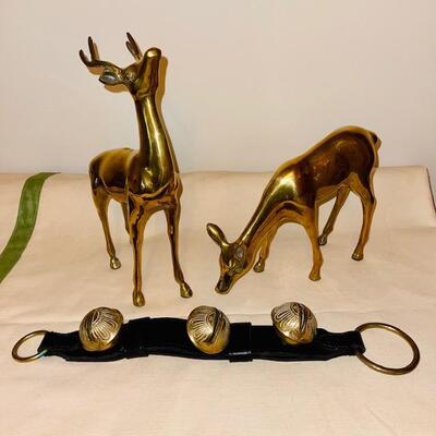 Lot 268 Pair Brass Reindeer Sleigh Bells