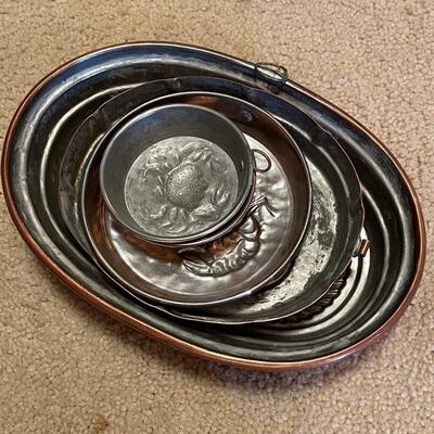 Lot 277 Group 5 Copper Molds Lined Fish Crawfish Seafood