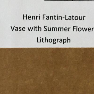 HENRI FANTIN-LATOUR â€œVase With Summer Flowersâ€ Lithograph. LOT A6
