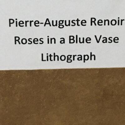 PIERRE-AUGUSTE RENOIR â€œRoses in a Blue Vaseâ€ Gallery Framed Lithograph. LOT A48