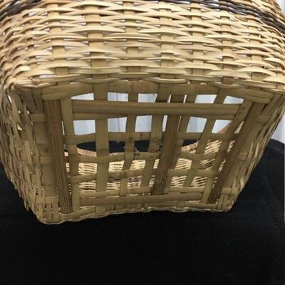 Vintage Hand Woven Double Handled Basket 12â€ x 12â€ x 12â€