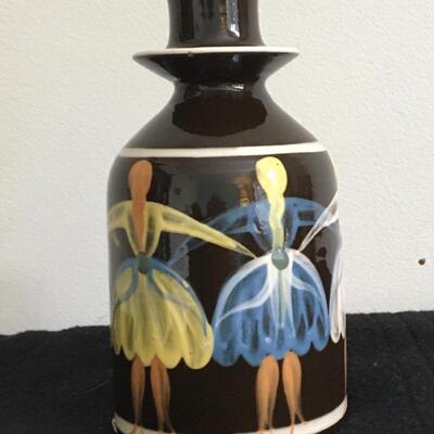 ZVVD MICHALOVCE Red Clay Hand Painted Vase with Label 6,5â€h