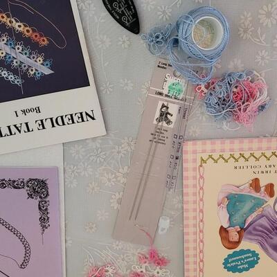 Lot 190: Tatting Books, Needle, Shuttle and My Little House Sewing Book