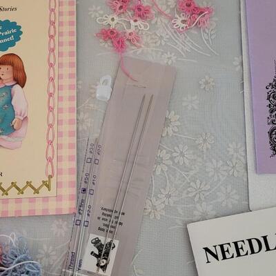 Lot 190: Tatting Books, Needle, Shuttle and My Little House Sewing Book