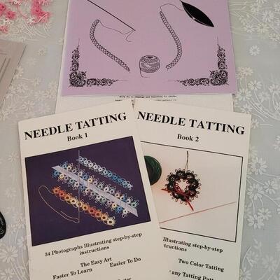 Lot 190: Tatting Books, Needle, Shuttle and My Little House Sewing Book