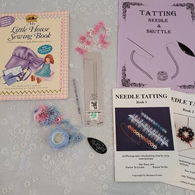 Lot 190: Tatting Books, Needle, Shuttle and My Little House Sewing Book