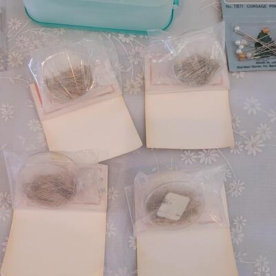 Lot 192: Sewing and Crafting Pins and Organizer Box Lot