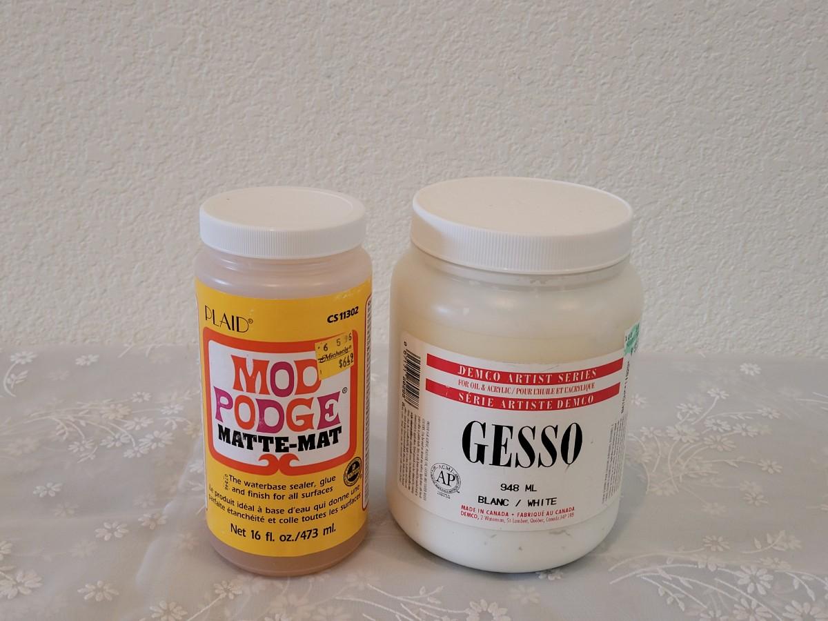 Lot 195 Gesso and Mod Podge (both more than 3/4 Full)