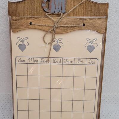 Lot 207: Pair of Vintage Wood Home Deco Calendar & Sign