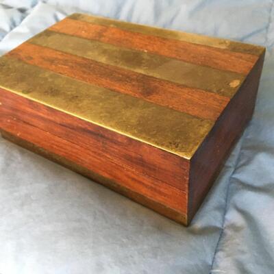 Vintage Wood and Brass Jewelry Box 6 x 4â€