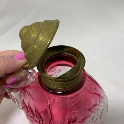 [173] ANTIQUE | 1890s | Northwood | Royal Ivy Stained Glass Syrup
