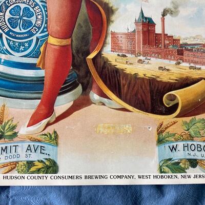 Vintage 11 x 15 Beer Poster. Hudson County Consumers Brewing Company  W. Hoboken, NJ