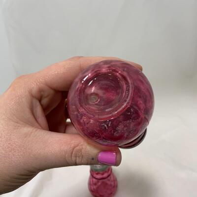 [175] ANTIQUE | Cranberry Dimpled Glass | Salt and Pepper Shakers