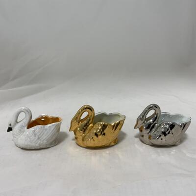 [176] VINTAGE | 3 Swan Salt Cellars | Dip | Noritake