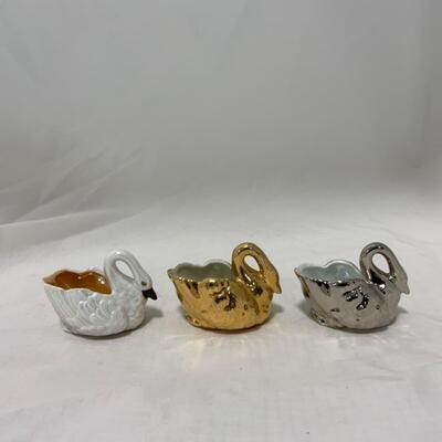 [176] VINTAGE | 3 Swan Salt Cellars | Dip | Noritake
