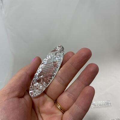 [177] Four Crystal Knife Rests | Place Card Holders