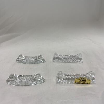 [177] Four Crystal Knife Rests | Place Card Holders
