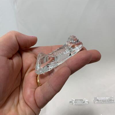 [177] Four Crystal Knife Rests | Place Card Holders