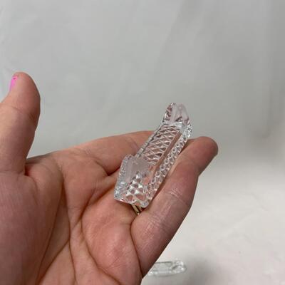 [177] Four Crystal Knife Rests | Place Card Holders