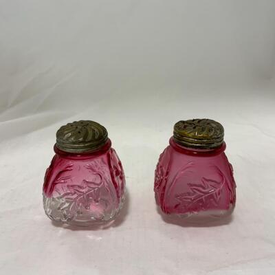 [179] ANTIQUE | 1890s | Northwood | Royal Ivy Frosted & Clear | Salt & Pepper