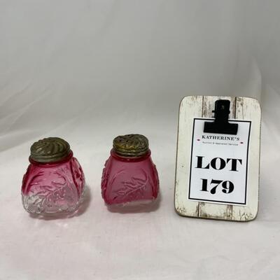 [179] ANTIQUE | 1890s | Northwood | Royal Ivy Frosted & Clear | Salt & Pepper