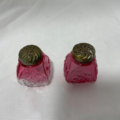 [179] ANTIQUE | 1890s | Northwood | Royal Ivy Frosted & Clear | Salt & Pepper