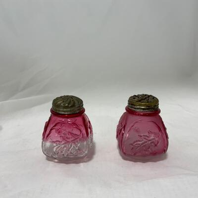 [179] ANTIQUE | 1890s | Northwood | Royal Ivy Frosted & Clear | Salt & Pepper